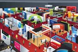 Overhead view of an exhibit hall